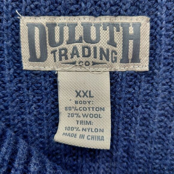 Duluth Trading Military Sweater Men 2XL Blue Wool Blend Heavyweight Shawl Collar - Picture 8 of 13